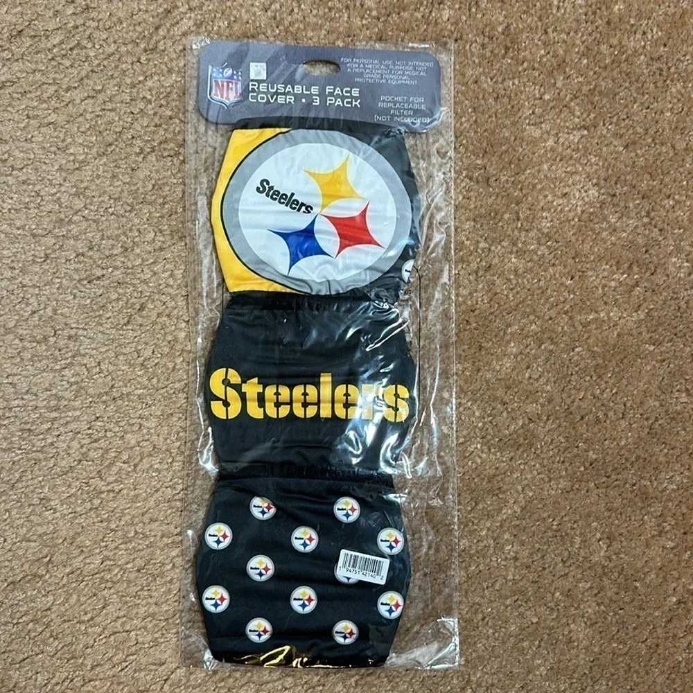 PITTSBURG Steelers NFL Face Mask Covering 3-Pack Licensed GaneDay NWT